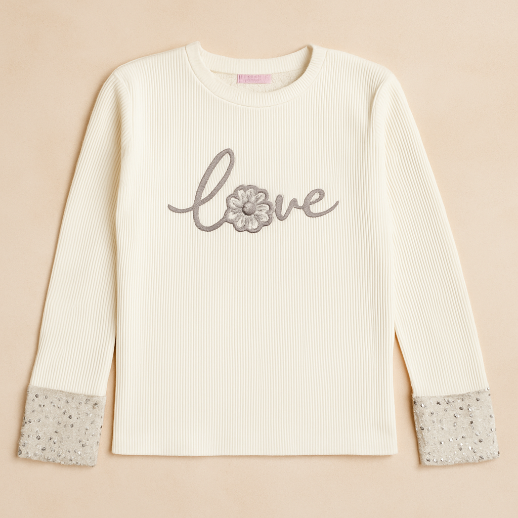 Girls Fashion Top – Love Design with Stylish Sleeves