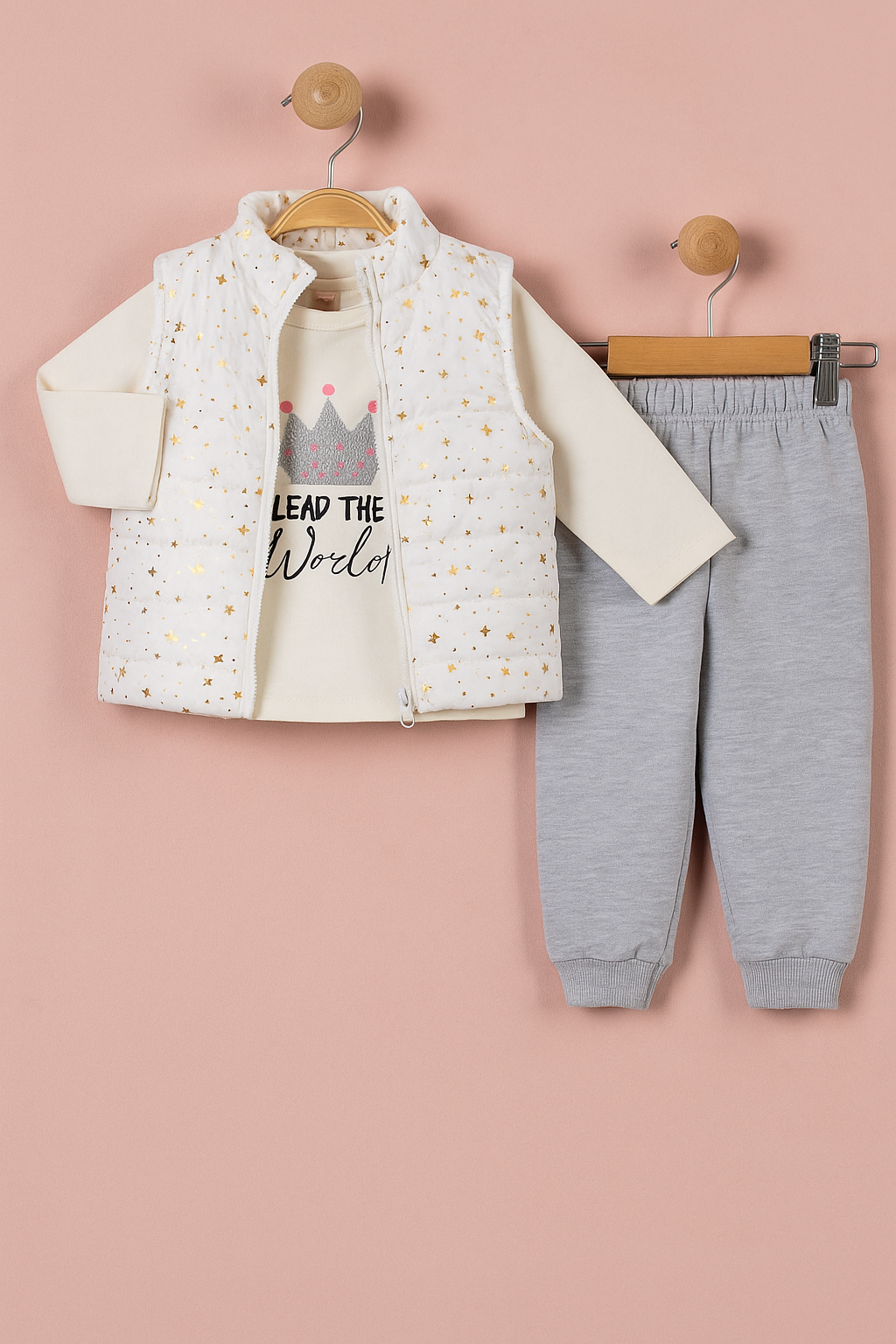 3-Piece Girls Outfit Set – Crown Design