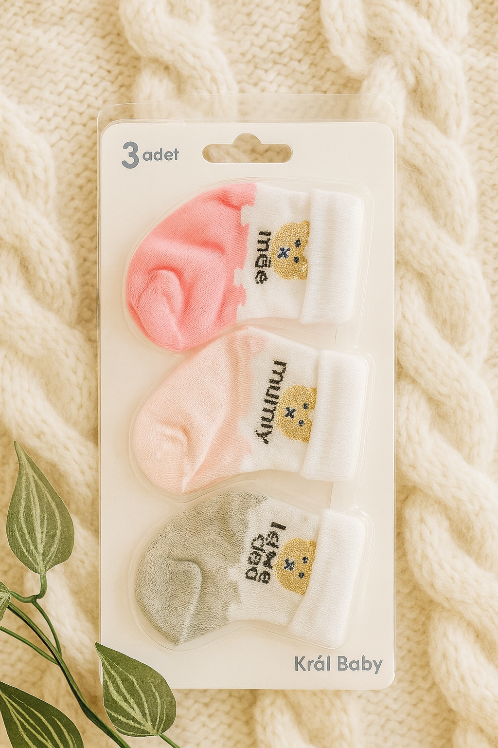 Newborn Socks Pack of 3 – Bear Design