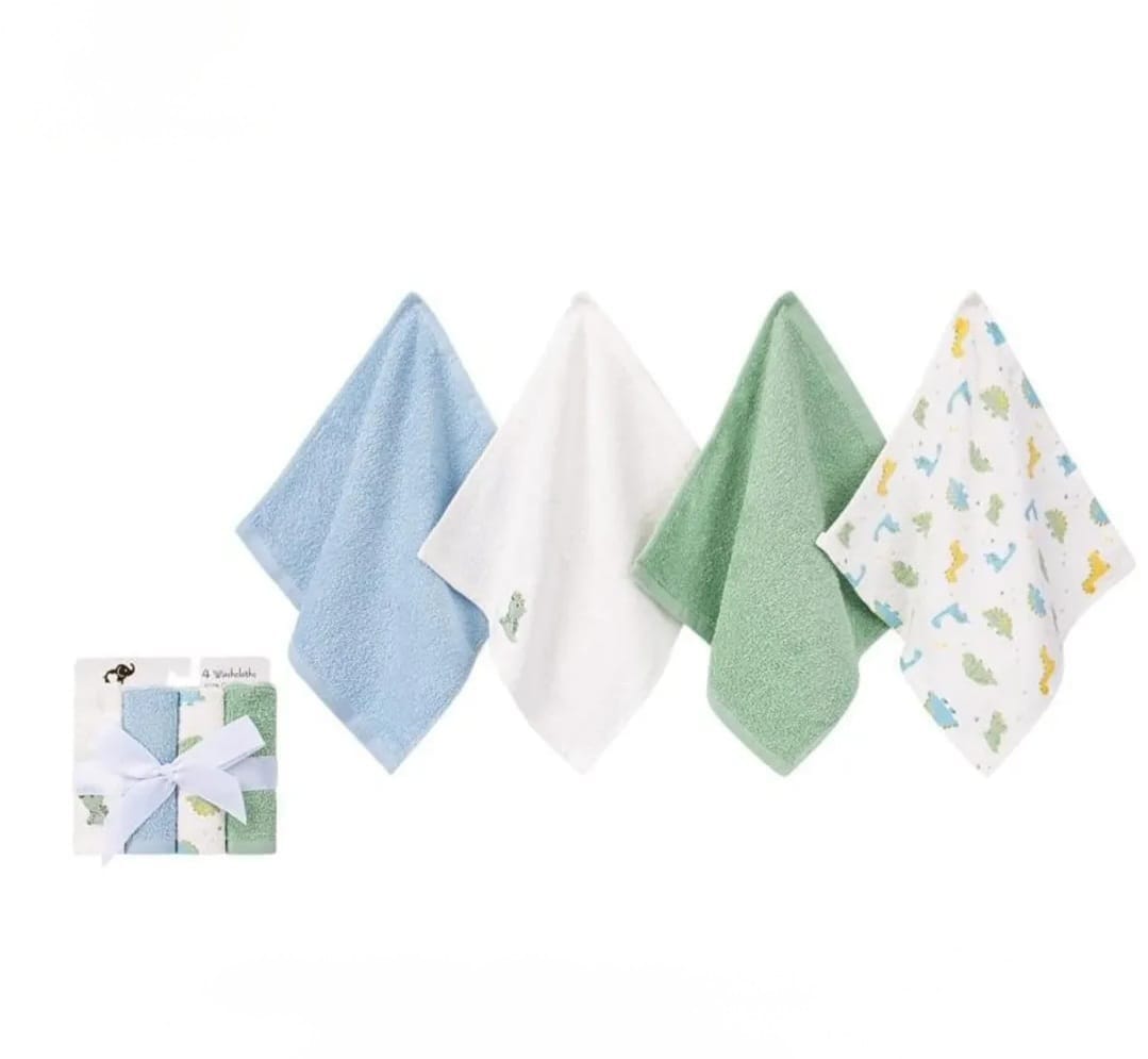 4-Piece Baby Towels Set – 100% Cotton, 25x25 cm