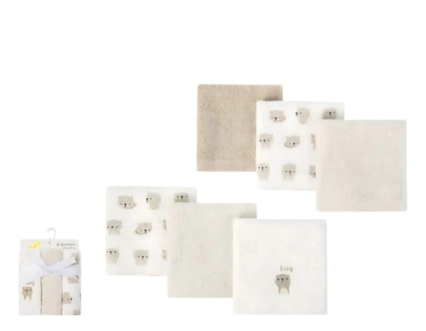 6-Piece Baby Towels Set – 100% Cotton, 25x25 cm