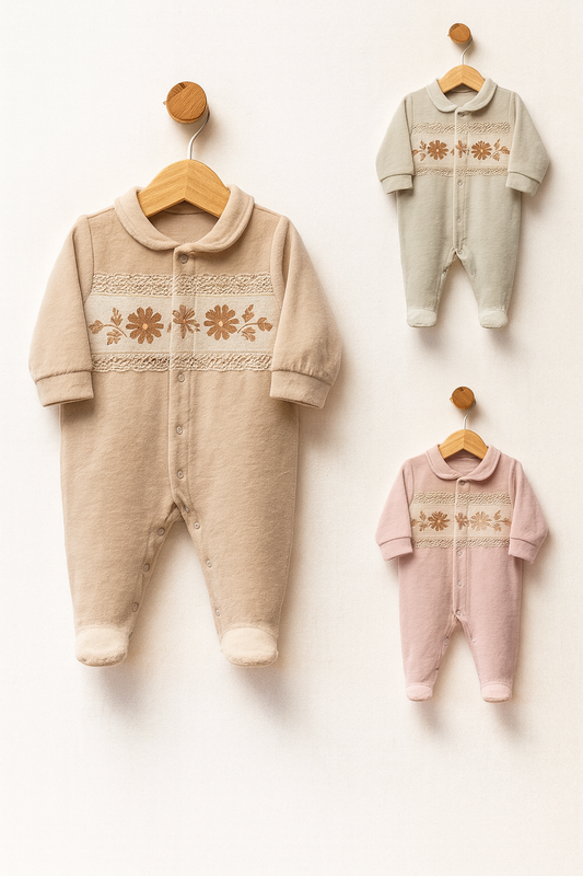 Baby Velvet Overall – Flower Design