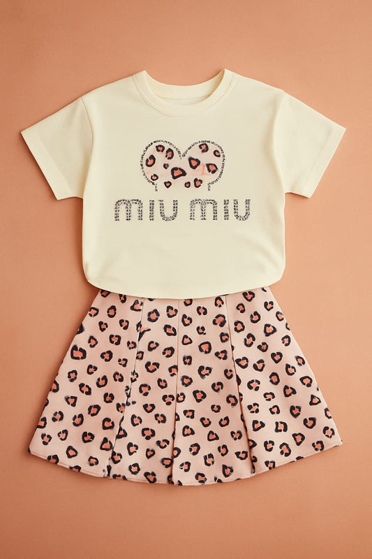 Girls Cotton Shirt and Skirt Set – Tiger Design