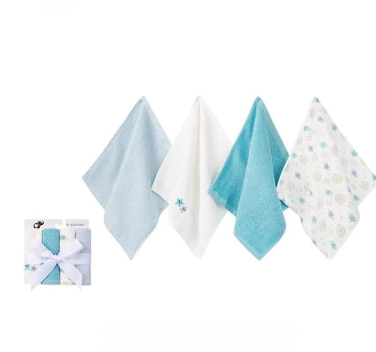 4-Piece Baby Towels Set – 100% Cotton, 25x25 cm