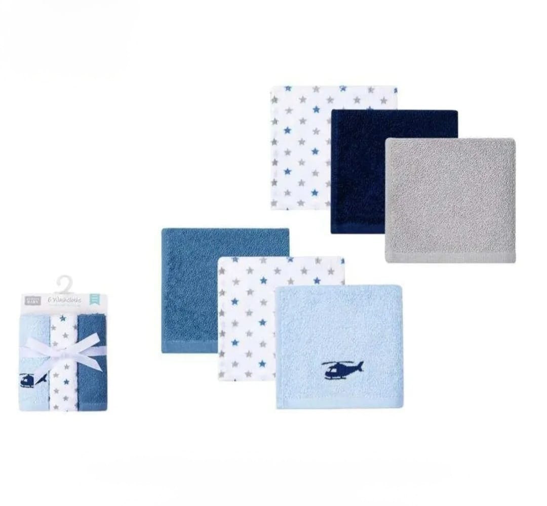 6-Piece Baby Towels Set – 100% Cotton, 25x25 cm