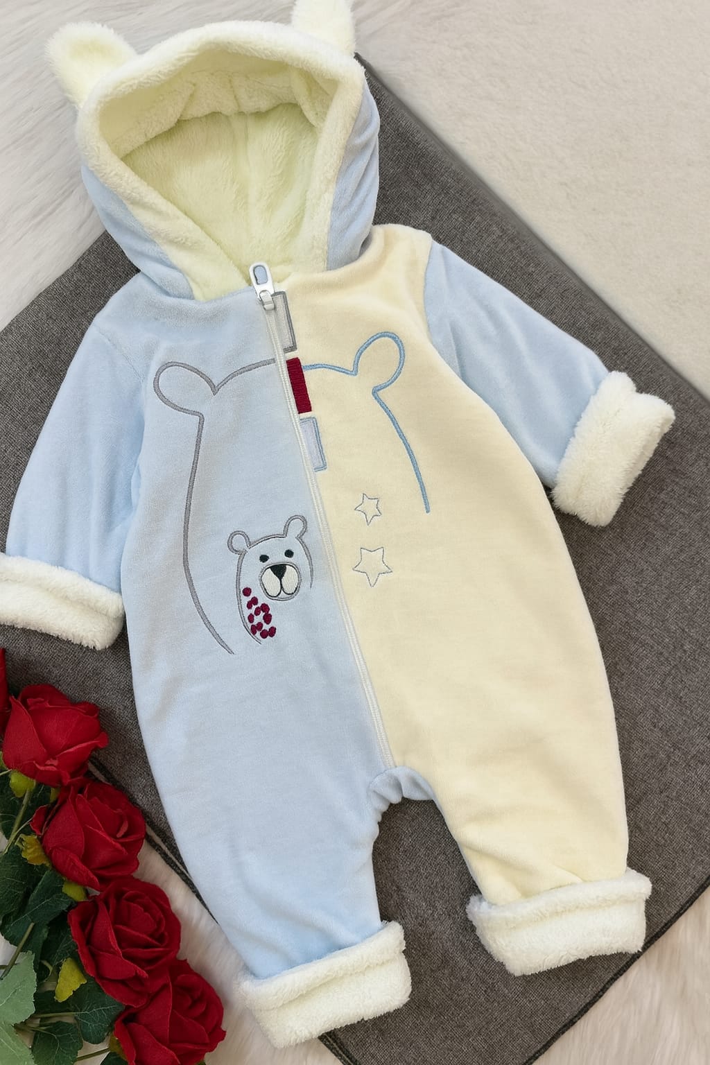 Fleece Baby Overall With zipper & Hat – Winter Essential