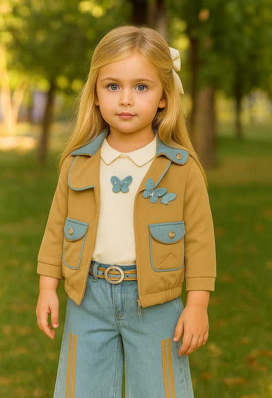 Girls 3-Piece Jeans Set with Jacket – Chic & Elegant