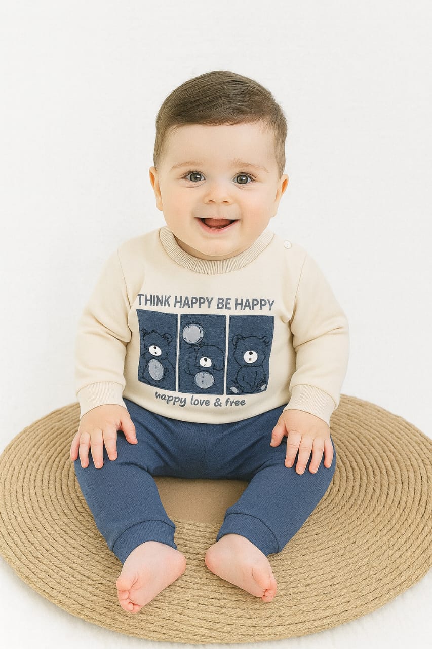 Baby Cotton 2-Piece Set – Teddy Bear Design