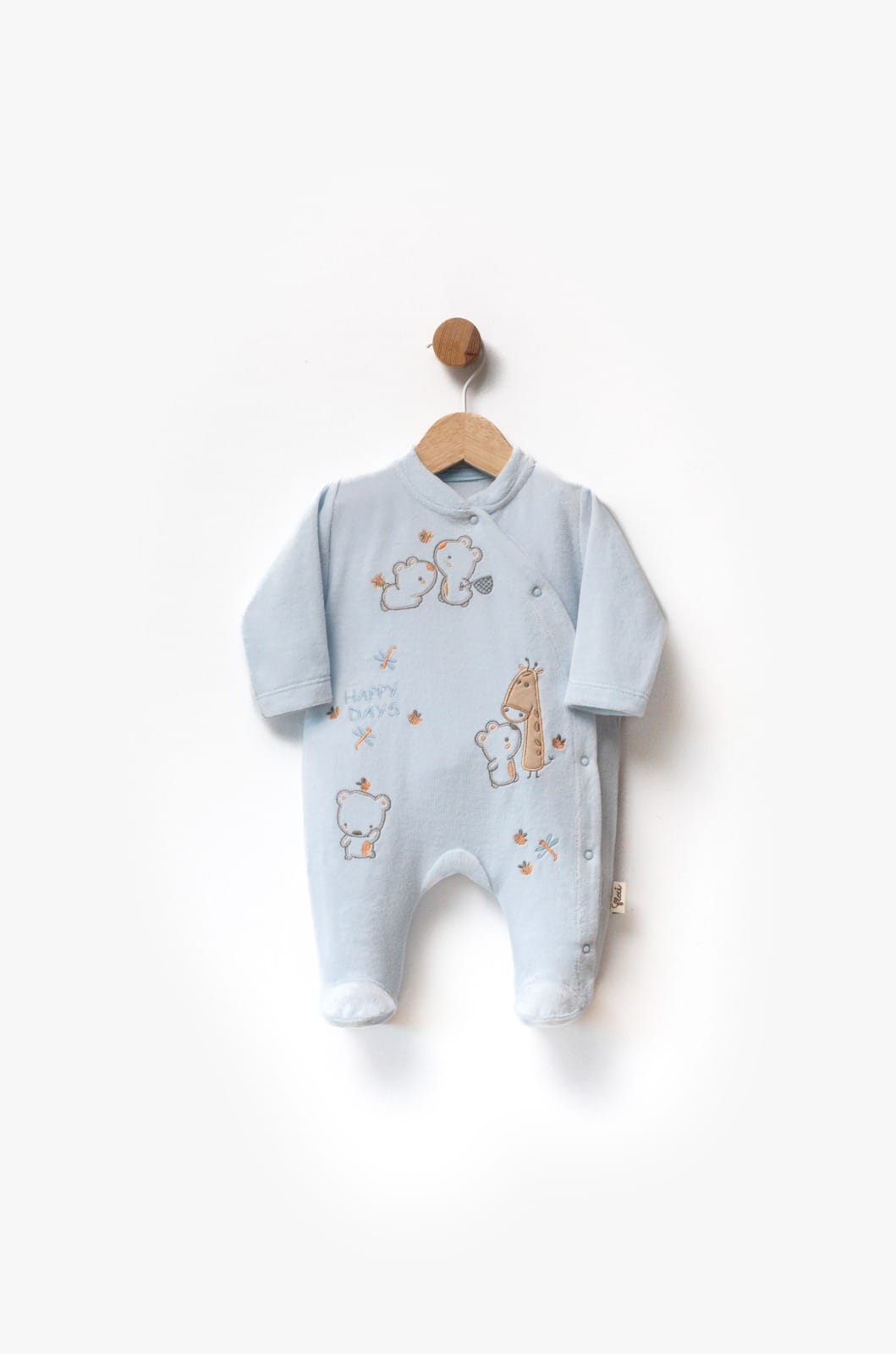 Velvet Beige Baby Overall – Bear Design