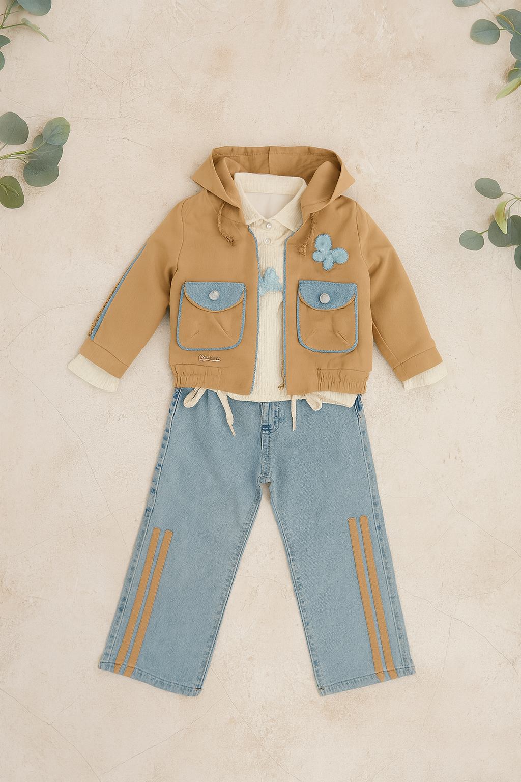 Girls 3-Piece Jeans Set with Jacket – Chic & Elegant